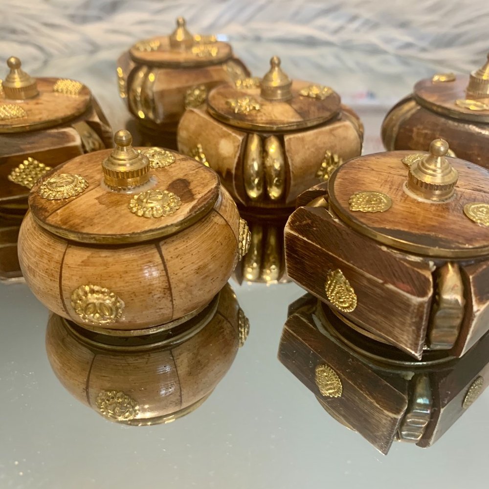 Set of 6 Wooden Pill Boxes-New - Picture 2 of 2